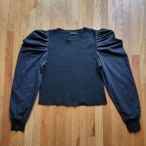 Nasty Gal Mixed Material Puff Sleeve Sweater